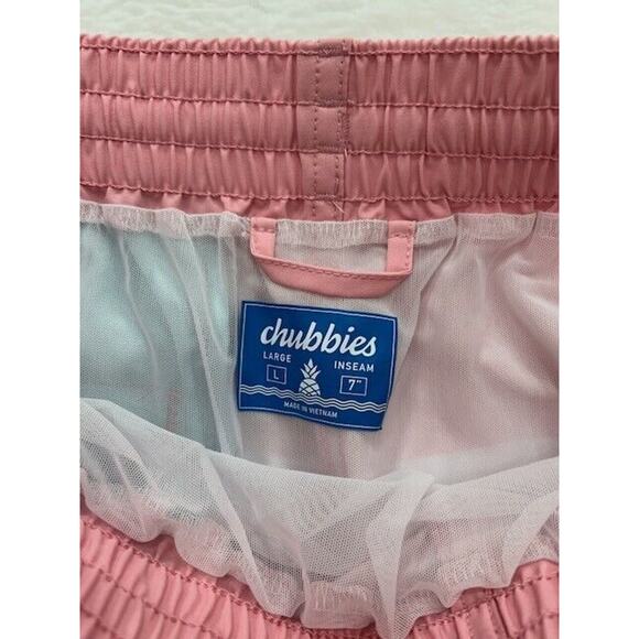 Chubbies The On The Horizons 7" Classic Swim Trunks Stripe Drawstring Pink Large - Picture 2 of 6
